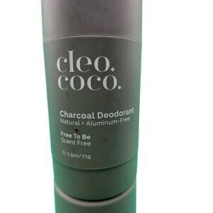 Cleo Coco Charcoal Deodorant Natural Free To Be Scent Free 2.5 oz / 71g